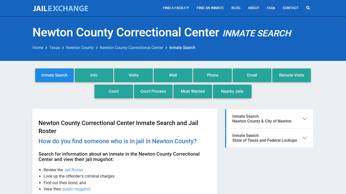 Newton County Correctional Center Inmate Search - Jail Exchange